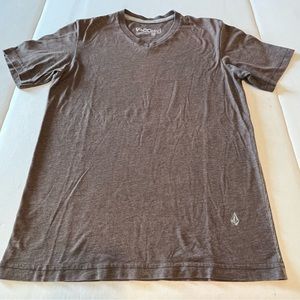 Volcom Mens SZ Small Slim Fit Heather Brown Short Sleeve Shirt V-Neck Streetwear